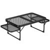 Foldable Camping Table Collapsible Picnic Aluminum Alloy Grill Stand 88LBS Max Load BBQ Table with 2 Side Trays