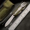 7 In 1 Multifunctional Outdoor Tableware Stainless Steel Foldable Fork Spoon Knife Picnic Camping Hiking Travelling Dinnerware