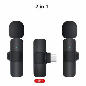 Wireless Lavalier Microphone Portable Audio Video Recording Mini Mic For I Phone Android Long Battery Life Live Broadcast Gaming (Option: 2in1 for Type C)