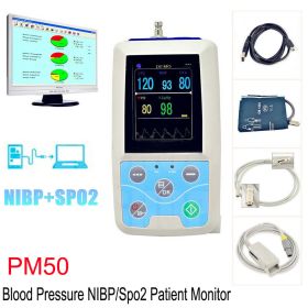 CONTEC PM50 24 Hours Ambulatory Blood Pressure Monitor SPO2 Probe Pulse Rate NIBP Recorder Software USB Data Store (Option: PM50)