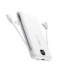 Power Bank With Built In Cables 10000mAh, Portable Charger For  With Built In AC Wall Plug, Fast Charging USB C Slim  Charger With LED Display Com (Option: 10000mAh White)