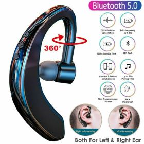 Bluetooth 5.0 Earpiece Driving Trucker Wireless Headset Earbuds Noise Cancelling (Color: Black)