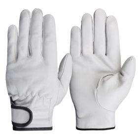 Work gloves sheepskin leather workers work welding safety protection garden sports motorcycle driver wear-resistant gloves (Color: White)