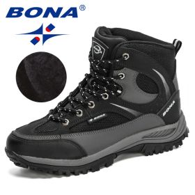 BONA 2022 New Designers Nubuck Shoes Men Outdoor Sports Tactical Male Boots Hiking Mountain Shoes Man Camping Climbing Footwear (Color: Charcoal grey S gray)