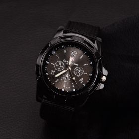 Men Army Watch Nylon Military Male Quartz Watches Fabric Canvas Strap Casual Cool (Color: Black)