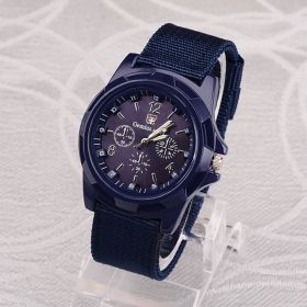 Men Army Watch Nylon Military Male Quartz Watches Fabric Canvas Strap Casual Cool (Color: Blue)